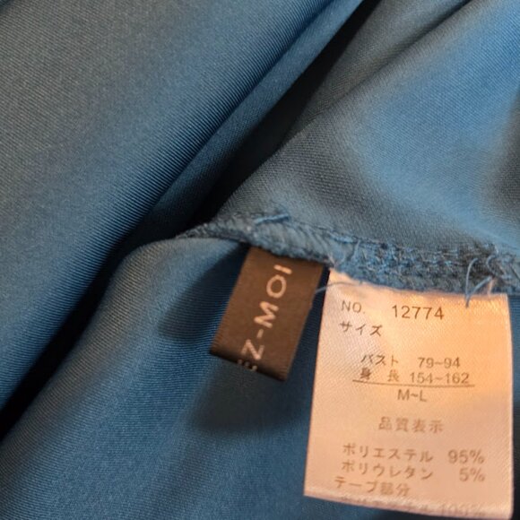 DONNEZ MOI HOODED ATHLETIC TOP LONG LENGTH SIDE SLITS NWOT TEAL SIZE M-L - Picture 8 of 9